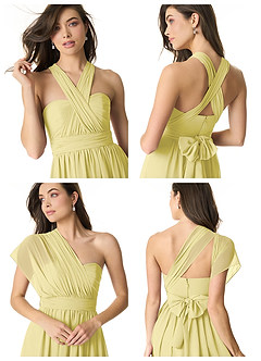 Azazie Olani Bridesmaid Dresses Lemon Sorbet A-Line Off the Shoulder Chiffon Convertible Dress image8