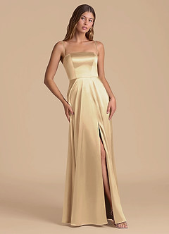 Azazie Wren 신부 들러리 드레스 A라인 스트랩리스 메탈릭 새틴 바닥 길이 드레스 image5