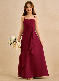 Azazie lolly Girls Formal Flower Girl Dresses Burgundy A-Line Pleated Chiffon Dress image3