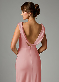 Azazie Kieryn Bridesmaid Dresses Powder Pink Mermaid Pleated Stretch Satin Dress image2