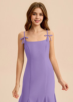 Azazie Evey Junior Vestido de Tahití de Gasa de Corte Sirena con Plisado image6