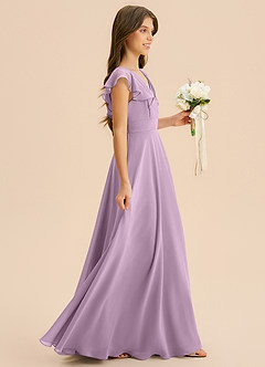 Azazie Anysa Junior Robe Trapèze en Mousseline de soie Rayé Glycine image4