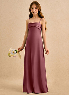 Azazie Mirabella Girls Formal Flower Girl Klänningar Klänning Tubklänning i Stretch Satin Hjärtformad urringning image2