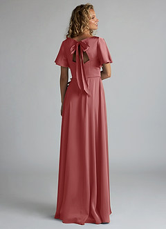 Azazie Kimber 신부 들러리 드레스 A라인 셔링 스트레치 새틴 바닥 길이 드레스 image2