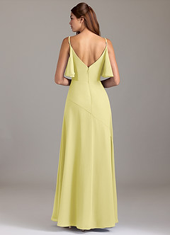 Azazie Darcia Bridesmaid Dresses Lemon Sorbet A-Line Side Slit Chiffon Dress image5