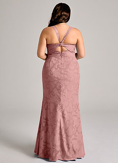 Azazie Mero Bridesmaid Dresses Dusty Rose Sheath Pleated Floral Burnout Dress image8