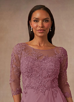 Azazie Calanthe Mother of the Bride Dresses Vintage Mauve A-Line Scoop Chiffon Dress image5
