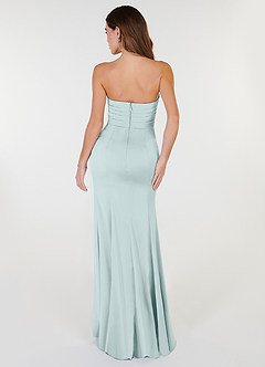 Azazie Yola Bridesmaid Dresses Mist Sheath V-Neck Pleated Stretch Satin Convertible Dress image5