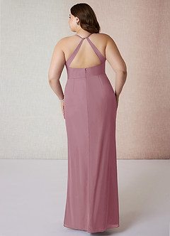 Azazie Becca Bridesmaid Dresses Vintage Mauve Sheath V-Neck Chiffon Dress image8
