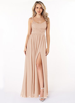 Azazie Yanelie Bridesmaid Dresses English Rose A-Line Scoop Pleated Chiffon Dress image1