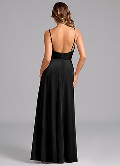 Azazie Sarella Robes de demoiselle d'honneur Robe Trapèze en velours Plissée Noir image2