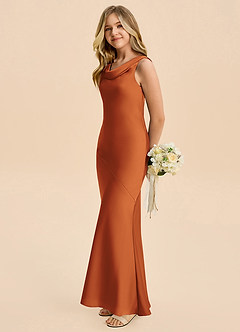 Azazie Rylina Junior Jurk van Stretch Satijn met Zeemeermin Kaneel image4