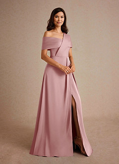 Azazie Milton Mother of the Bride Dresses Dusty Rose A-Line Pleated Stretch Satin Dress image6