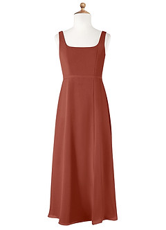 Azazie Renee Junior Auburn A-Line Side Slit Chiffon Dress image5