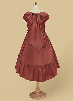 Azazie Lee Flower Girl Dresses Auburn A-Line Bow Stretch Satin Dress image7