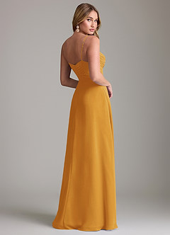 Azazie Terese Bridesmaid Dresses Butterscotch A-Line Pleated Chiffon Dress image2