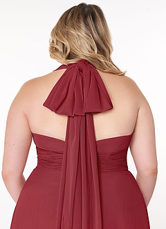 Azazie Fifi Bridesmaid Dresses Pomegranate A-Line Strapless Chiffon Convertible Dress image14