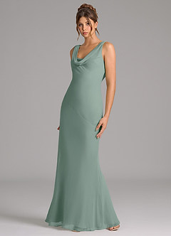 Azazie Rylina Bridesmaid Dresses Silver Sage Mermaid Pleated Chiffon Dress image5