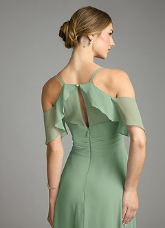 Azazie Dakota Bridesmaid Dresses Matcha A-Line V-Neck Pleated Chiffon Dress image6