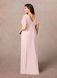 Azazie Marianne Mother of the Bride Dresses Blushing Pink Sheath V-Neck Pleated Chiffon Dress image9