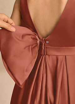 Azazie Cali Flower Girl Dresses Auburn A-Line Bow Matte Satin Dress image7