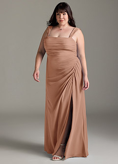 Azazie Jesaphine Bridesmaid Dresses Champagne Rose Sheath Bow Chiffon Dress image12