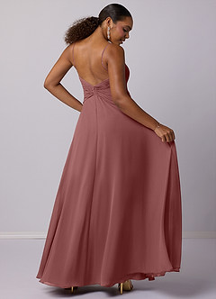 Barbie ♥ Azazie Brautjungfernkleider A-Linie Chiffon Kleid Wüstenrose image6