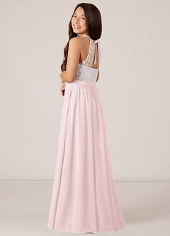 Azazie Fahari Junior Abito A-Line in Chiffon Pizzo Rosa Rossore image5