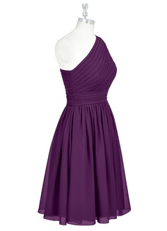 Azazie Katrina Bridesmaid Dresses Grape A-Line One Shoulder Chiffon Dress image8
