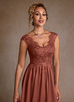 Azazie Amethyst Mère de la mariée Robes Robe Trapèze en Dentelle Auburn image6