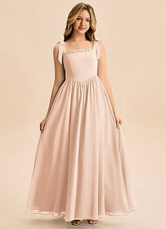 Azazie Delia Junior Abito A-Line in Chiffon Fiocco Rosa Inglese image3