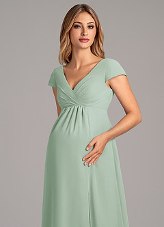 Azazie Allessia Maternity Bridesmaid Dresses A-Line Pleated Chiffon Floor-Length Dress image6