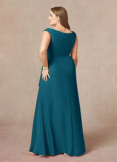 Azazie Yarrow Final Sale Ink Blue A-Line Pleated Chiffon Dress image8