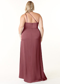 Azazie Maron Abiti da Damigella Abito A-Line in Raso Elasticizzato Monospalla Rosa Del Deserto image8