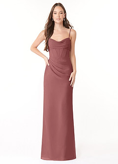 Azazie Mai Brautjungfernkleider Etui Plissee Chiffon Kleid Amethyst image1