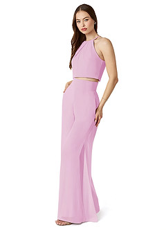 Azazie Kenzi Bridesmaid Dresses Candy Pink Pleated Chiffon Jumpsuit image3
