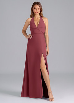 Azazie Odie Bridesmaid Dresses Merlot A-Line Chiffon Dress image5