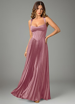 Azazie Avenelle Bridesmaid Dresses Vintage Mauve A-Line Corset Stretch Satin Dress image1