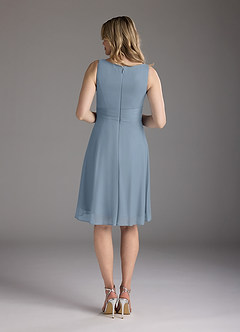 Azazie Sunny Mother of the Bride Dresses Dusty Blue A-Line Pleated Mesh Dress image6