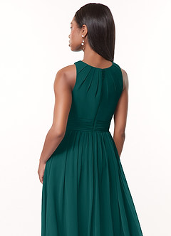 Azazie Harper Bridesmaid Dresses Peacock A-Line Pleated Chiffon Dress image4