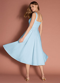 Elior Sky Blue Bow Midi Dress image6