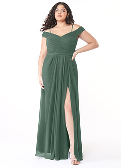 Azazie Audrianna Bridesmaid Dresses Sea Moss A-Line Off-The-Shoulder Gathered Chiffon Convertible Dress image7