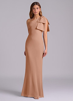Azazie Yuanna Bridesmaid Dresses Champagne Rose Mermaid One Shoulder Chiffon Dress image5