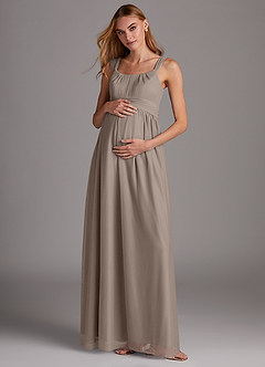 Azazie Melanie Final Sale Empire Pleated Mesh Floor-Length Dress image2