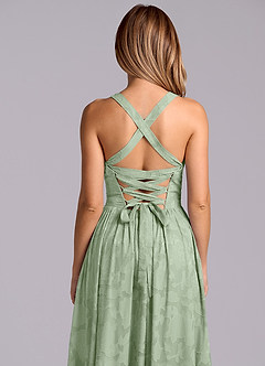 Azazie Francis Robes de demoiselle d'honneur Robe Trapèze en Blumen-Burnout Corset Vert Sauge image8