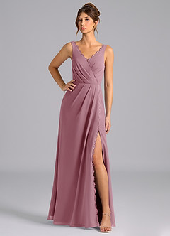 Azazie Bernice Final Sale Vintage Mauve A-Line Pleated Chiffon Dress image1