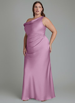 Azazie Emerson Brautjungfernkleider Meerjungfrau-Linie Schulterfrei Stretch-Satin Kleid Blauregen image11