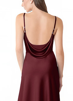 Azazie Alaija Bridesmaid Dresses Cabernet Mermaid Side Slit Stretch Satin Dress image6
