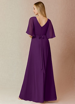 Azazie Cierra Final Sale Grape A-Line V-Neck Chiffon Dress image2