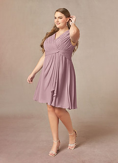 Azazie Theron Mother of the Bride Dresses Dusty Rose A-Line V-Neck Pleated Chiffon Dress image8